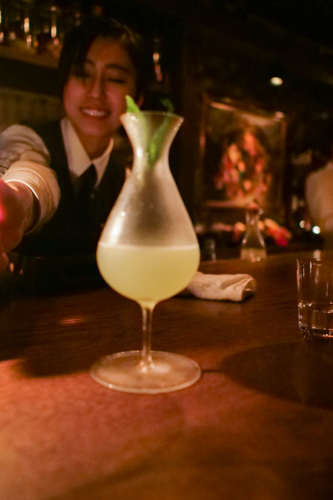A cool take on a gimlet that Tate got at Bar Ben Fiiddich in Tokyo.