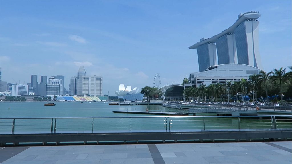 Overlooking Marina Bay in Singapore.