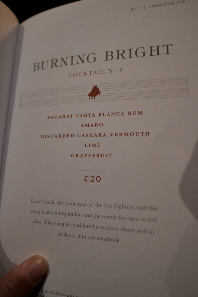 Burning Bright Cocktail at American Bar at the Savoy London.