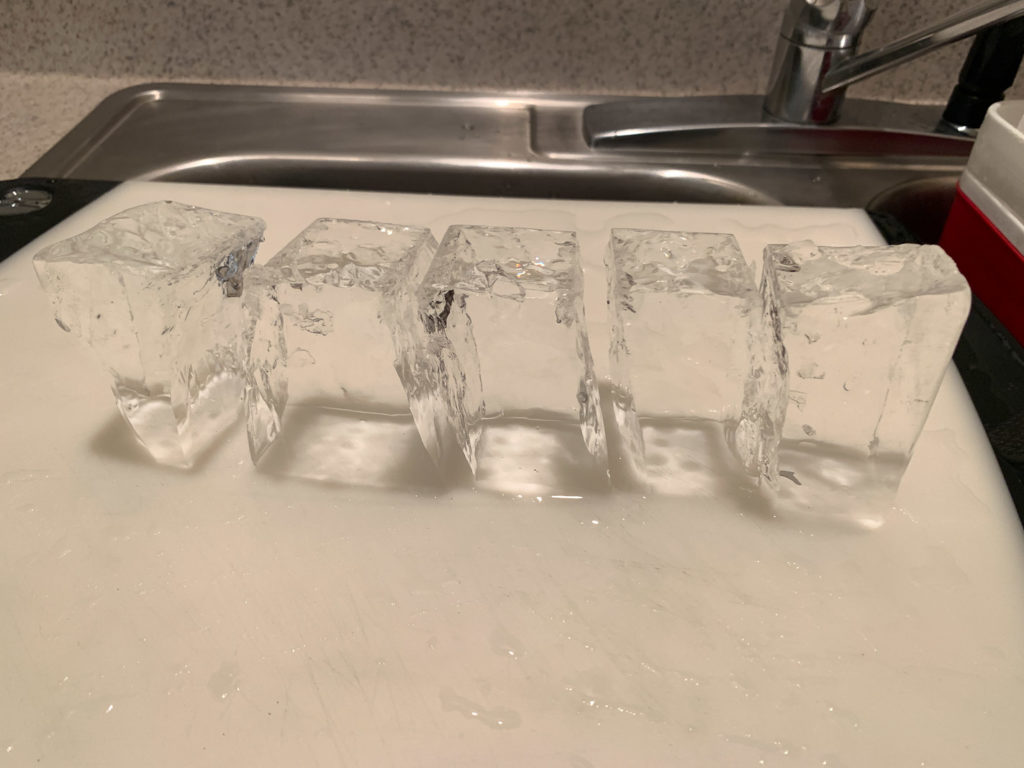 Beautiful finished clear ice cubes!