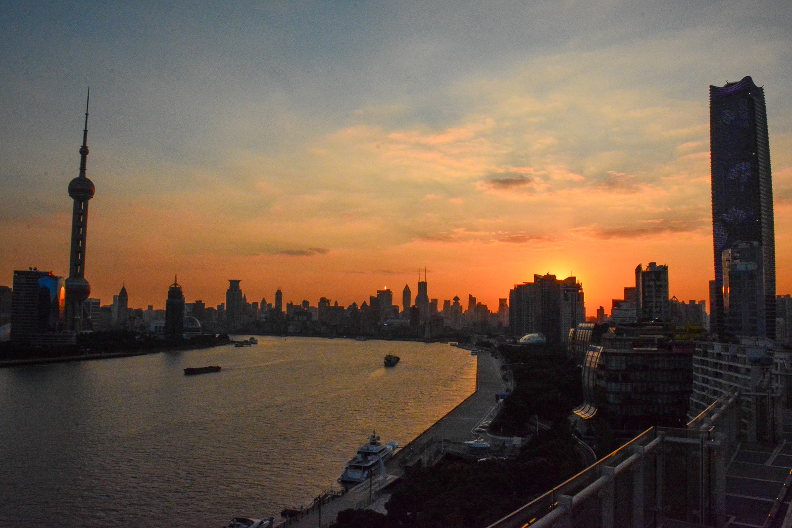 Sunset view from the rooftop bar.