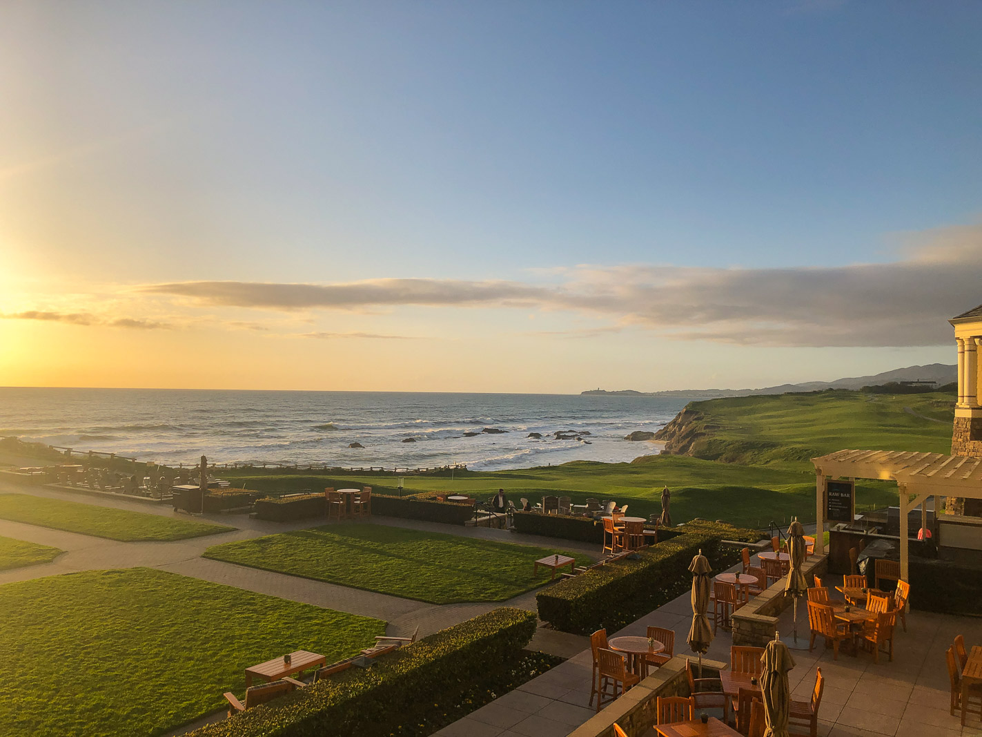 The Ocean Terrace at the Ritz Carlton Half Moon Bay.